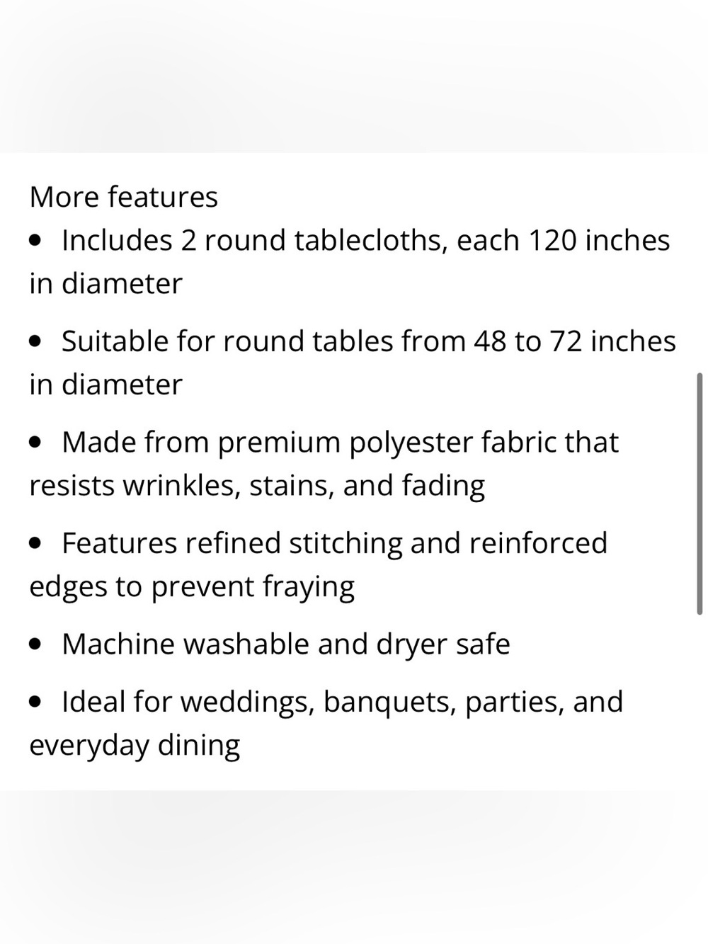 WHITE Tablecloths 120” ROUND Polyester (2-count) - Picture 4 of 4